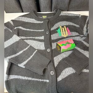 Wicked Glinda Ariana & Grande Elphaba Stripe Button Embroidered Cardigan Sweater